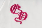 Chrome Hearts 2026 SS Pink Embroidered Cross T-Shirt - White Unisex Cotton Tee with Gothic Logo