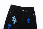 Chrome Hearts "Blue Cross Embroidery" Washed Denim Jeans