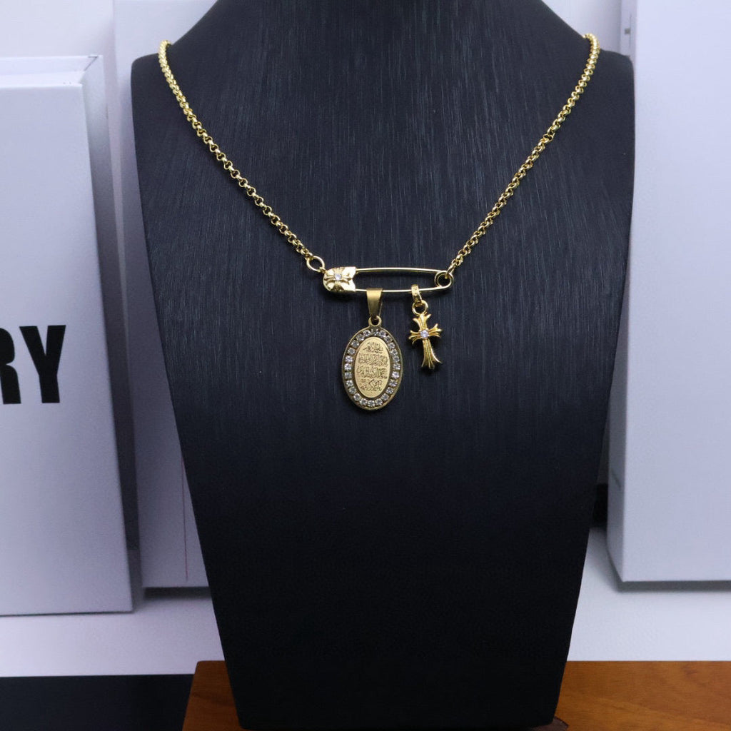 Chrome Hearts Gold Pin Cross Necklace