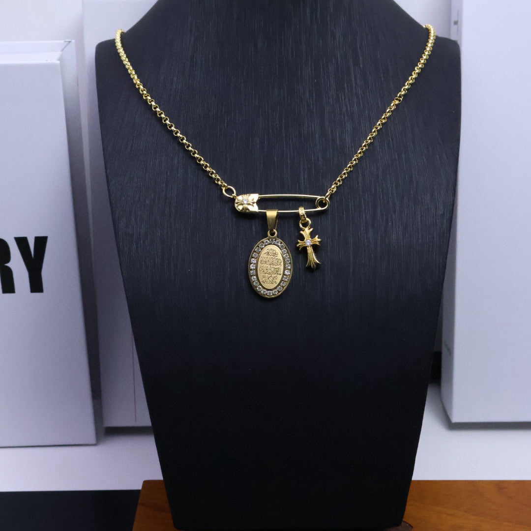 Chrome Hearts Gold Pin Cross Necklace