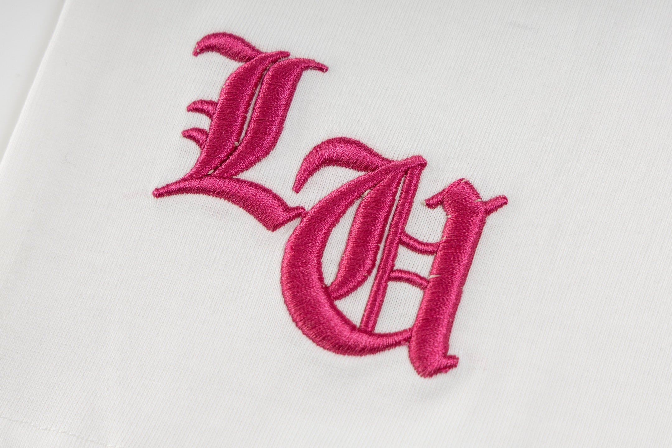 Chrome Hearts White T-Shirt with Pink Triple Cross Horseshoe Graphic