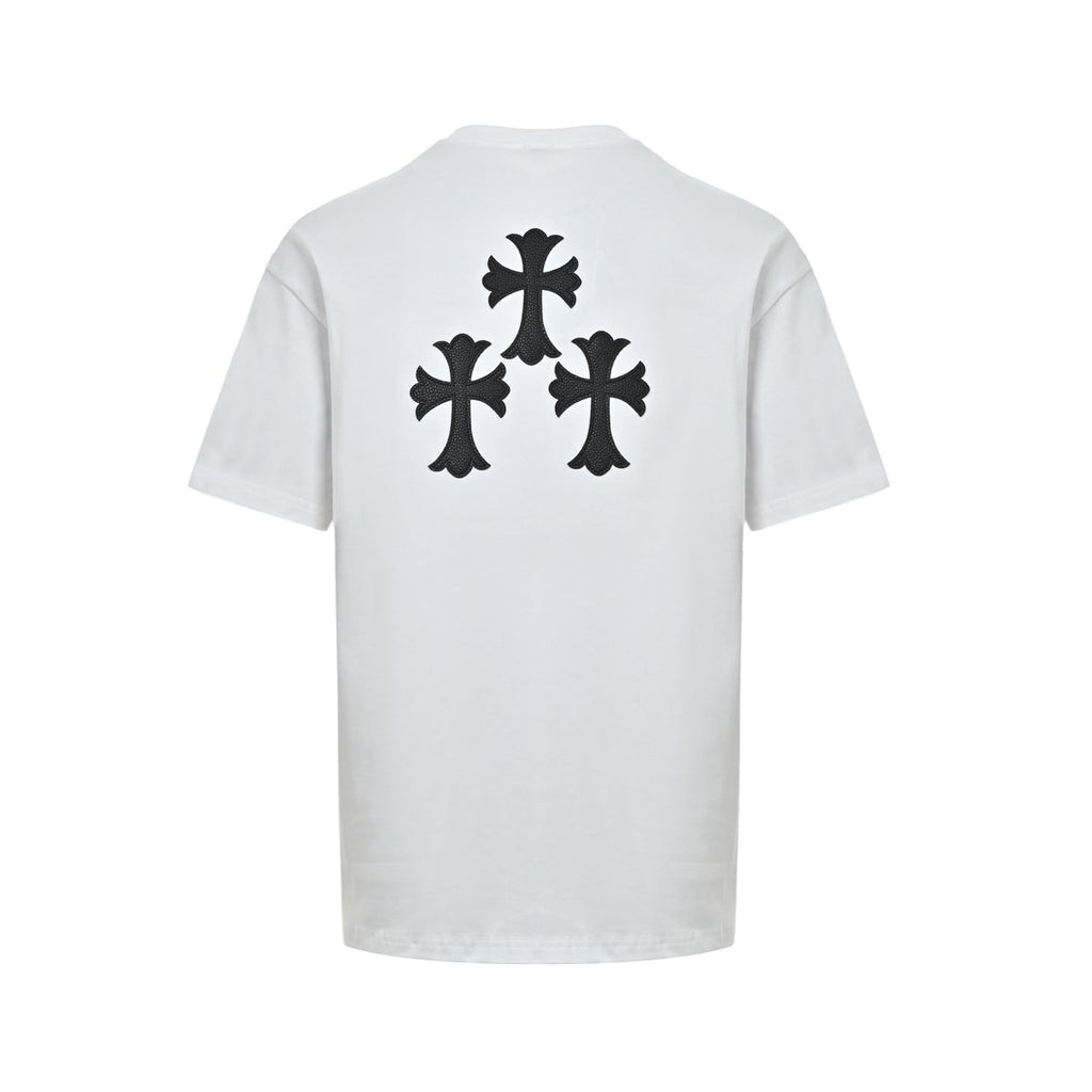 Chrome Hearts Gothic Font Scroll Print White Cotton T-Shirt | Streetwear Short Sleeve Tee