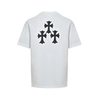 Chrome Hearts Gothic Font Scroll Print White Cotton T-Shirt | Streetwear Short Sleeve Tee