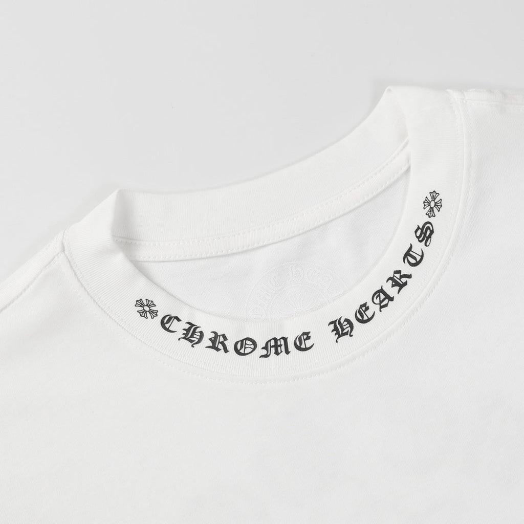 Chrome Hearts Style Gothic Cross Pocket T-Shirt – Back Print & Neck Embroidery, Premium Cotton Streetwear Tee