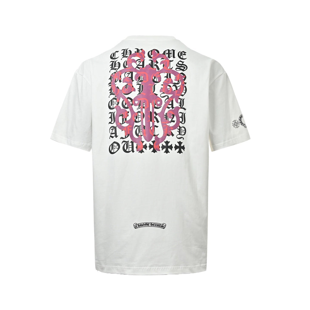 Chrome Hearts 2026 SS Gothic Monogram Pocket T-Shirt - White Unisex Cotton Tee with Dagger & Cross Motif