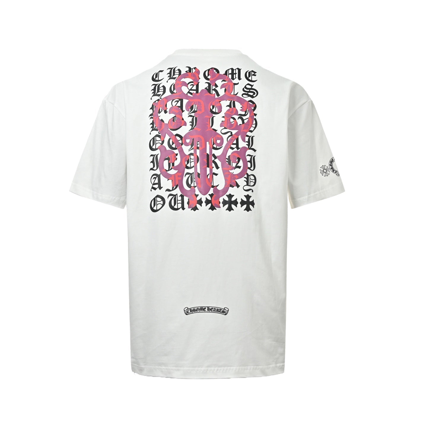 Chrome Hearts 2026 SS Gothic Monogram Pocket T-Shirt - White Unisex Cotton Tee with Dagger & Cross Motif
