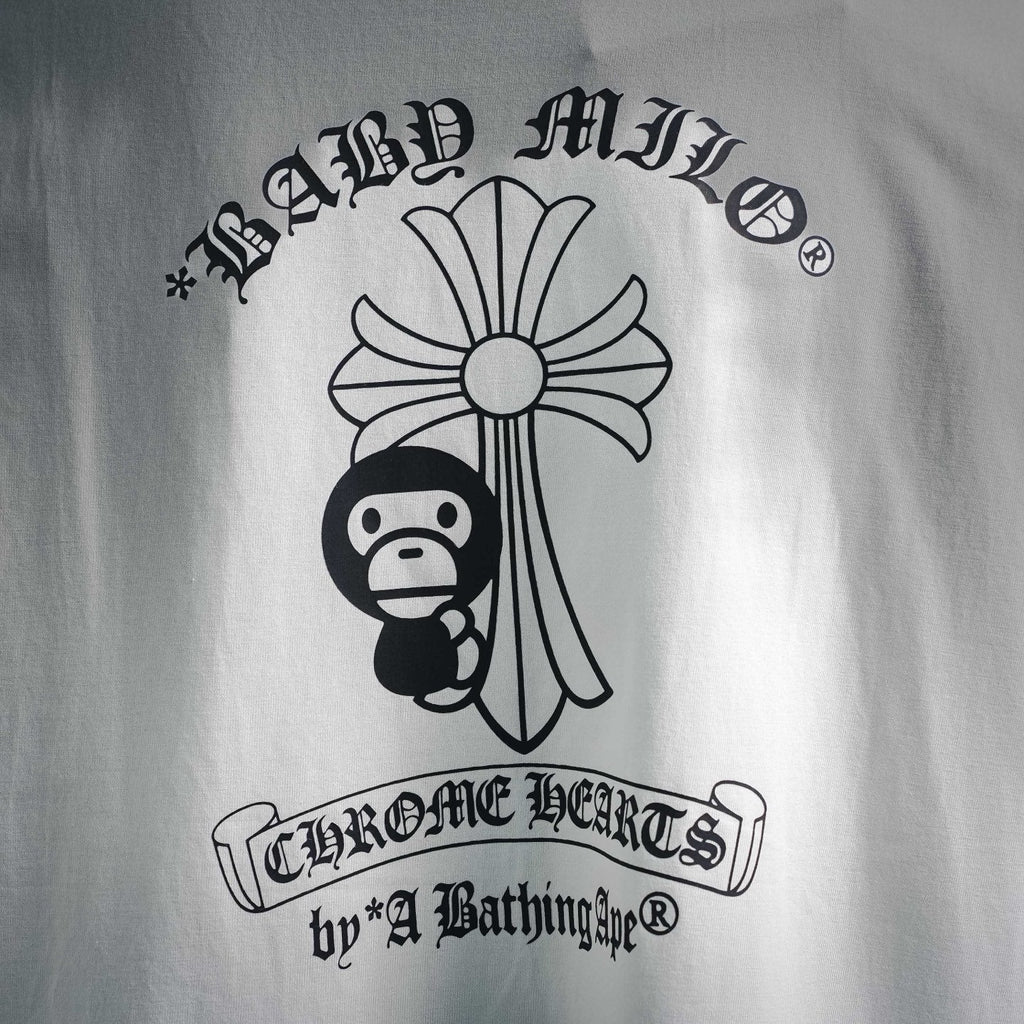 BAPE x Chrome Hearts Collaboration Baby Milo Cross T-Shirt - White Streetwear Tee