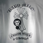 BAPE x Chrome Hearts Collaboration Baby Milo Cross T-Shirt - White Streetwear Tee