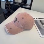 Chrome Hearts Pink Distressed Ripped Baseball Cap
