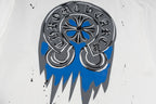 Chrome Hearts White T-Shirt with Blue Drip Horseshoe Cross Graphic