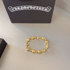 Chrome Hearts 22K Gold Dice Cross Bracelet