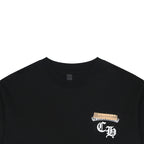 Chrome Hearts Style Gold & White Chest Logo T-Shirt - Black Cotton Streetwear Tee