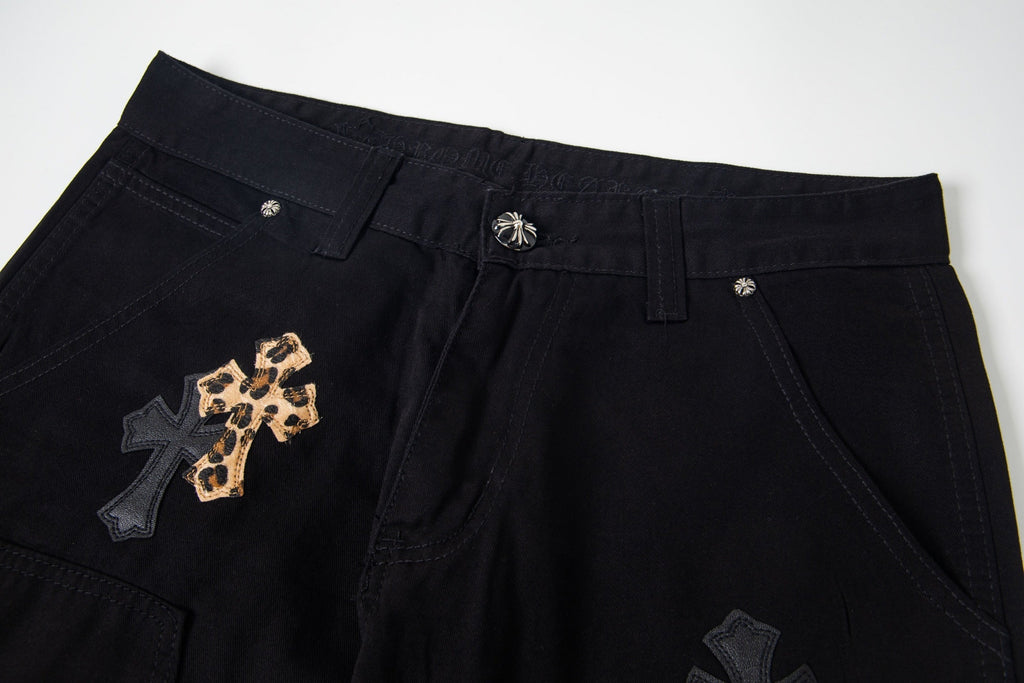 Chrome Hearts "Leopard-Print Cross Patch" Cargo Jeans