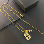 Chrome Hearts-Style Dog Tag Cross Necklace