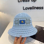 Chrome Hearts-Style Blue Knitted Bucket Hat