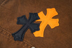 Chrome Hearts-Style Brown Cargo Pants with Cross Patches