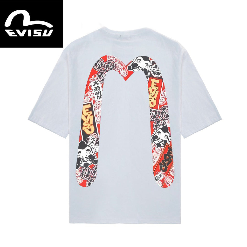 EVISU "Great Catch Prayer" Daruma "Big M" Print T-Shirt