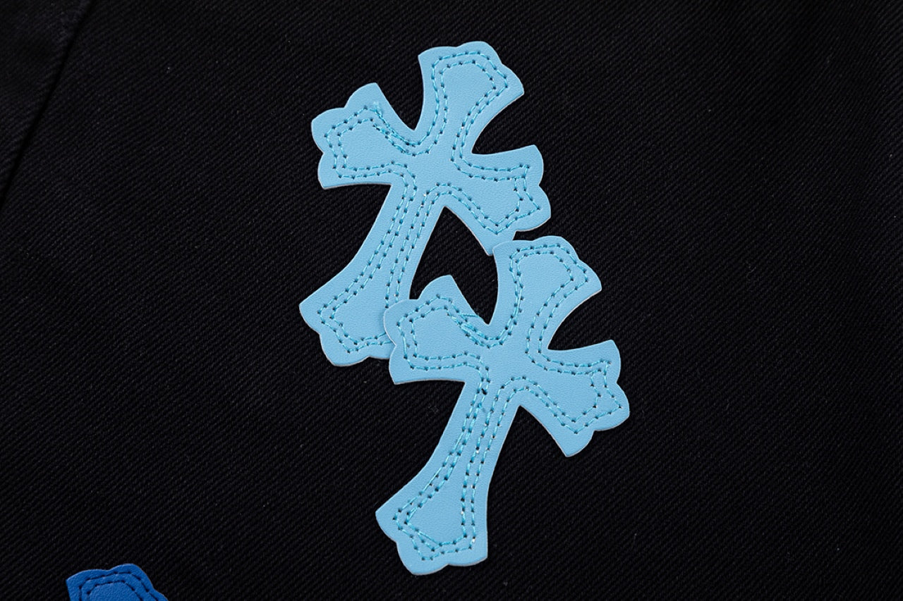 Chrome Hearts "Blue Cross Embroidery" Washed Denim Jeans
