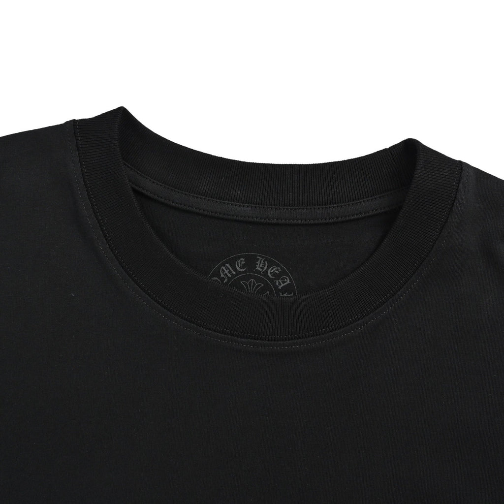 Chrome Hearts 2026 SS Pink Horseshoe & Cross Pocket T-Shirt - Black Unisex Cotton Tee with Gothic Logo