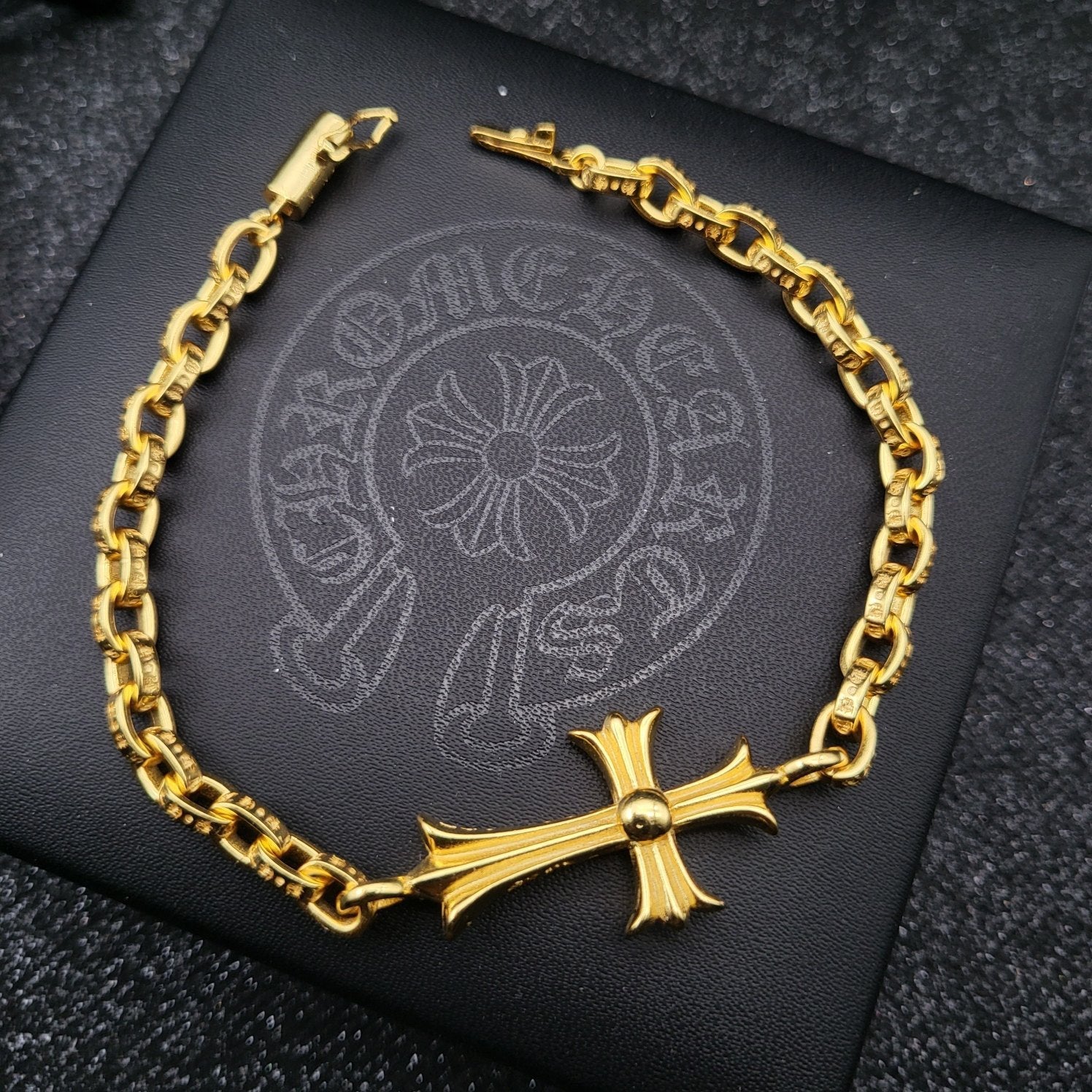 Chrome Hearts 22K Gold Large Cross Bracelet