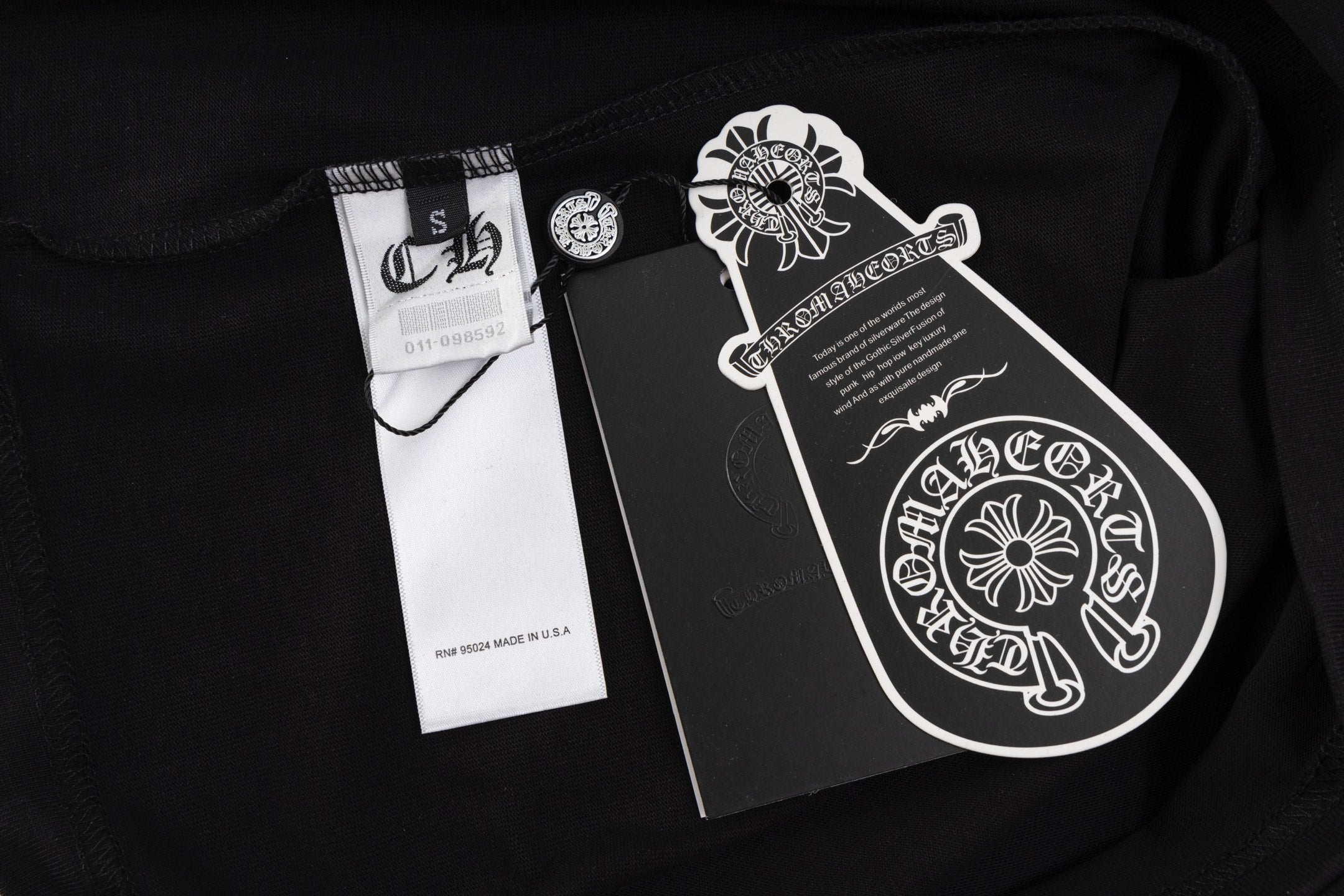 Chrome Hearts Black T-Shirt with Pink Multi-Cross Appliqué and Embroidery