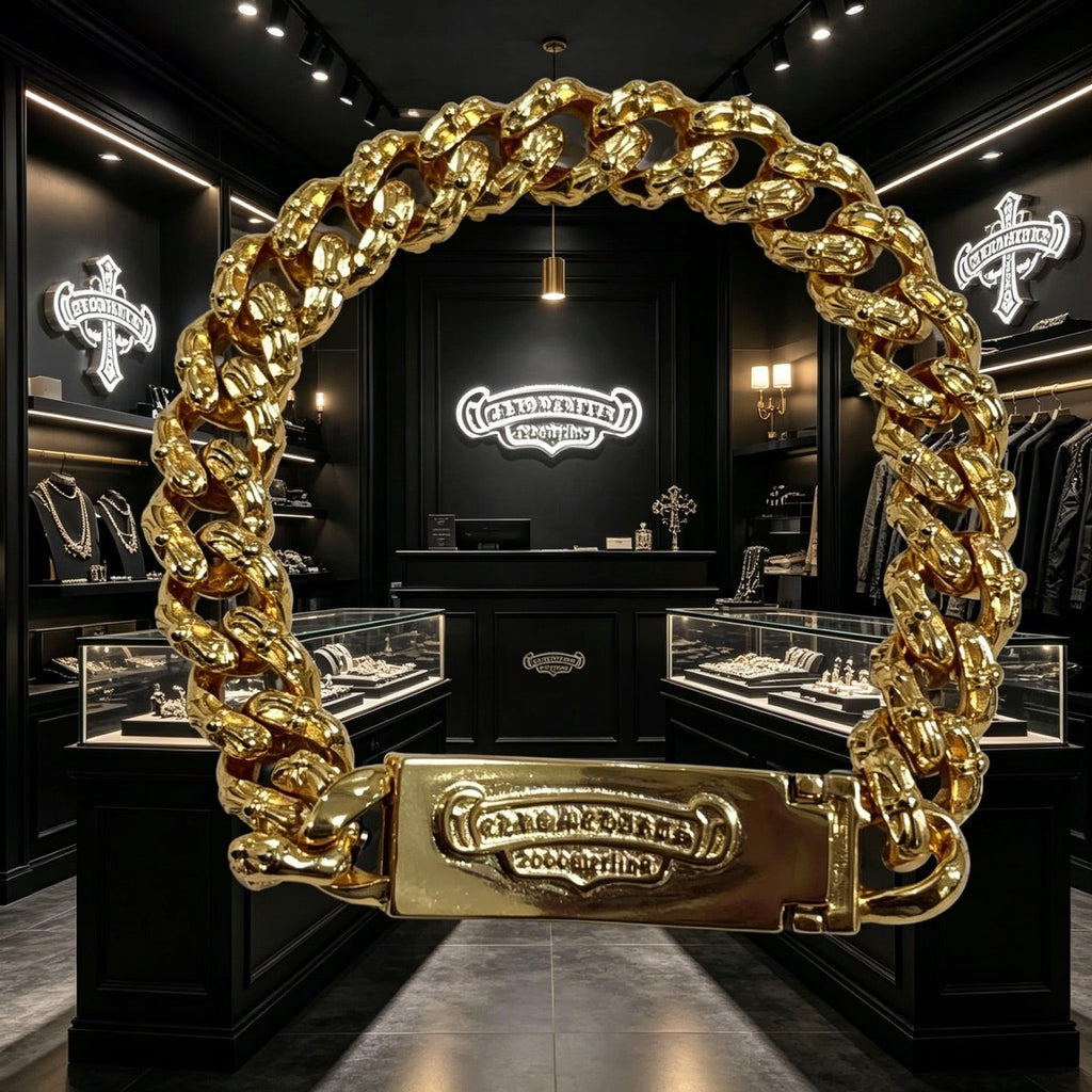 Chrome Hearts 22K Gold and Diamond-Set Cross Bracelet