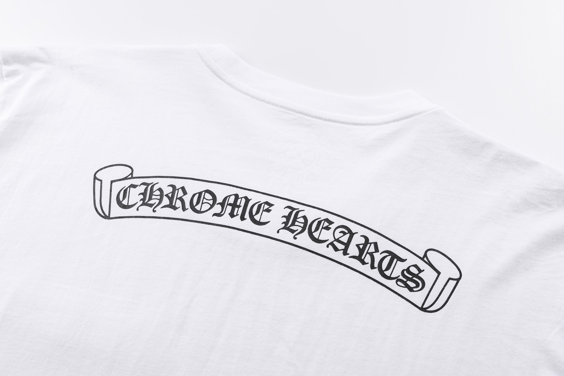 Chrome Hearts White Pocket T-Shirt with Back Scroll Logo - Classic Streetwear Tee
