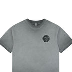 Chrome Hearts Style Vintage Wash Horseshoe T-Shirt - Grey Faded Streetwear Tee