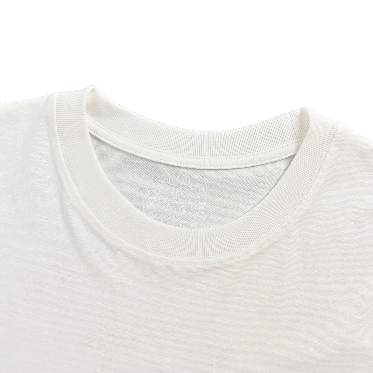 Chrome Hearts 2026 SS Hollywood Triple Cross Pocket T-Shirt - White Unisex Cotton Tee with Orange Gothic Logo