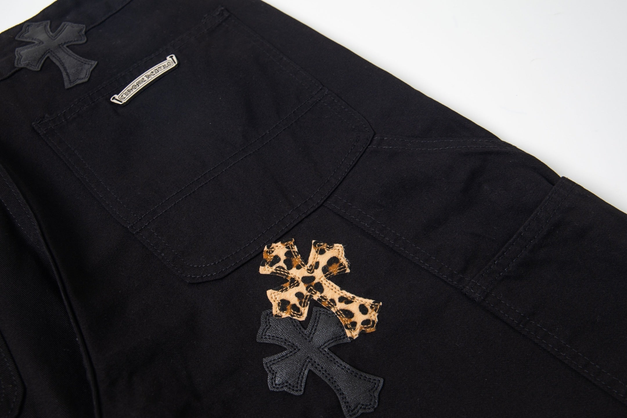 Chrome Hearts "Leopard-Print Cross Patch" Cargo Jeans