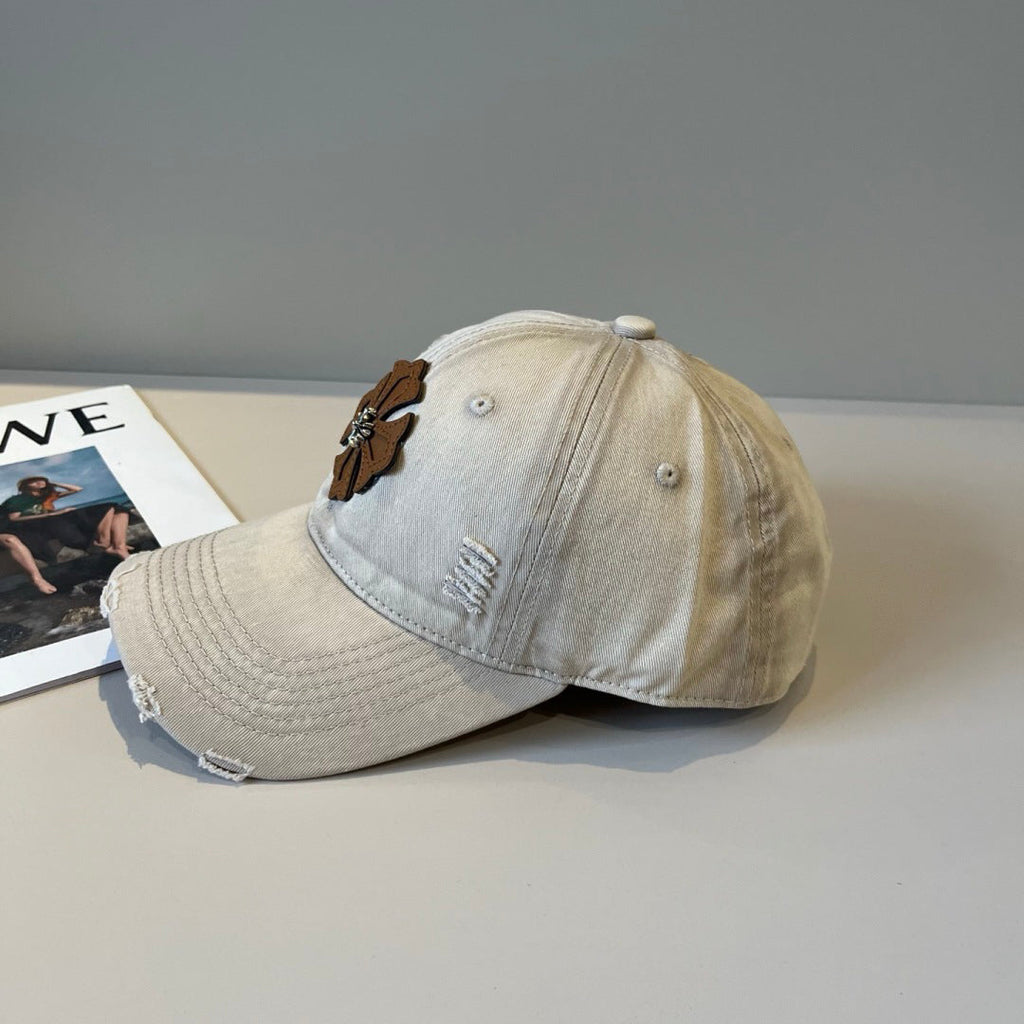 Chrome Hearts-Style Distressed, Ripped Baseball Cap
