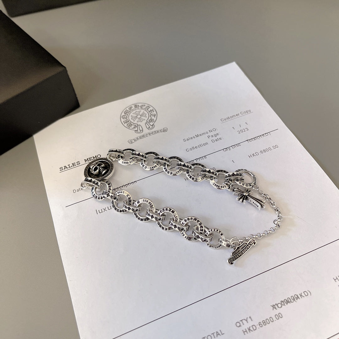 Chrome Hearts "Letter Ring + Cross Fleur" Themed Bracelet