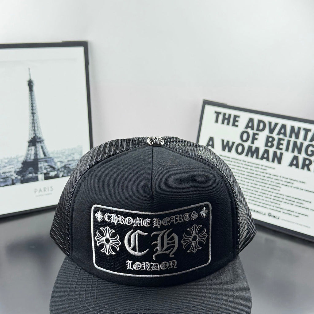 Chrome Hearts Black Mesh Trucker Hat