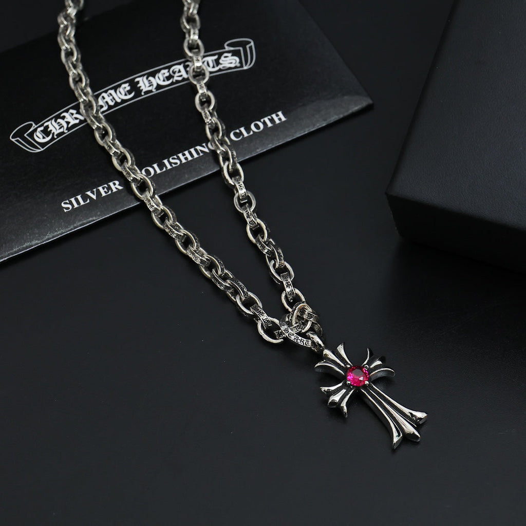 Chrome Hearts Ruby Cross Necklace