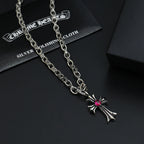 Chrome Hearts Ruby Cross Necklace