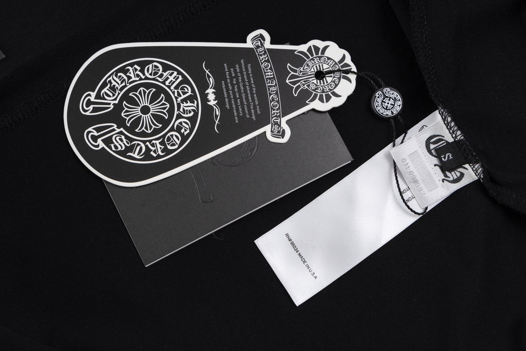Chrome Hearts 2026 SS White Embroidered Cross T-Shirt - Black Unisex Cotton Tee with Gothic Logo