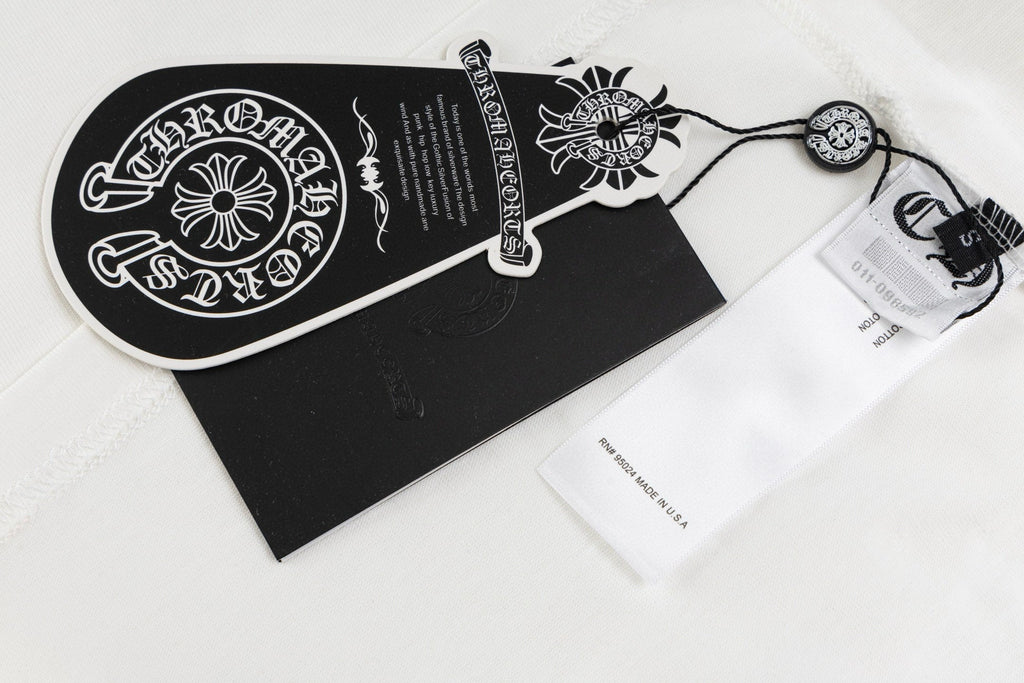 Chrome Hearts White T-Shirt with Blue Drip Horseshoe Cross Graphic