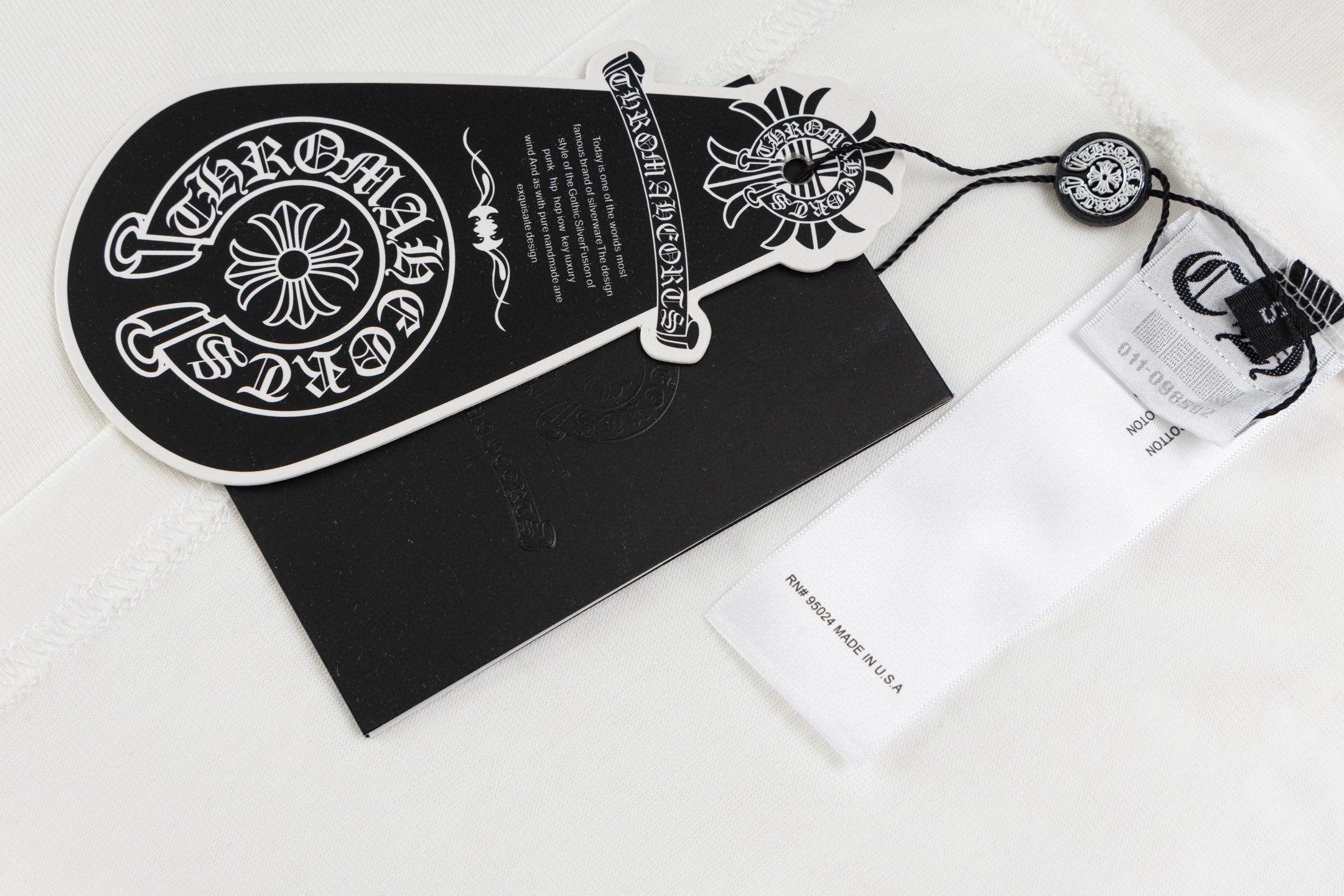 Chrome Hearts White T-Shirt with Blue Drip Horseshoe Cross Graphic