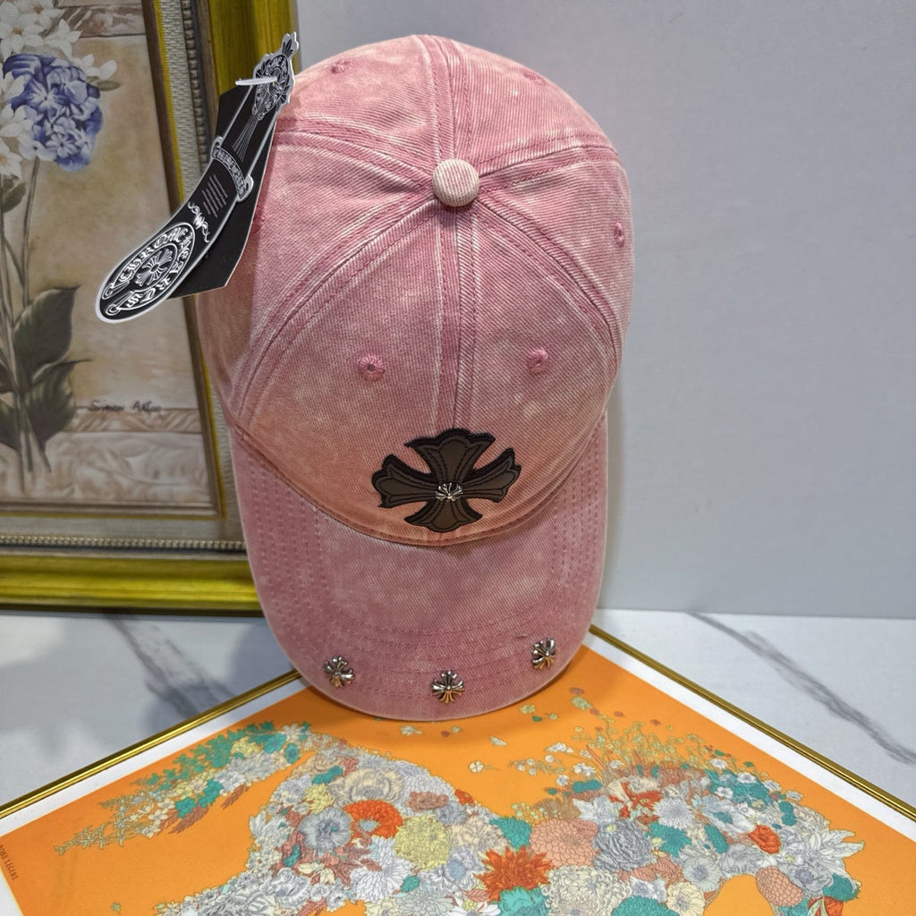 Chrome Hearts Pink Washed, Distressed Baseball Cap
