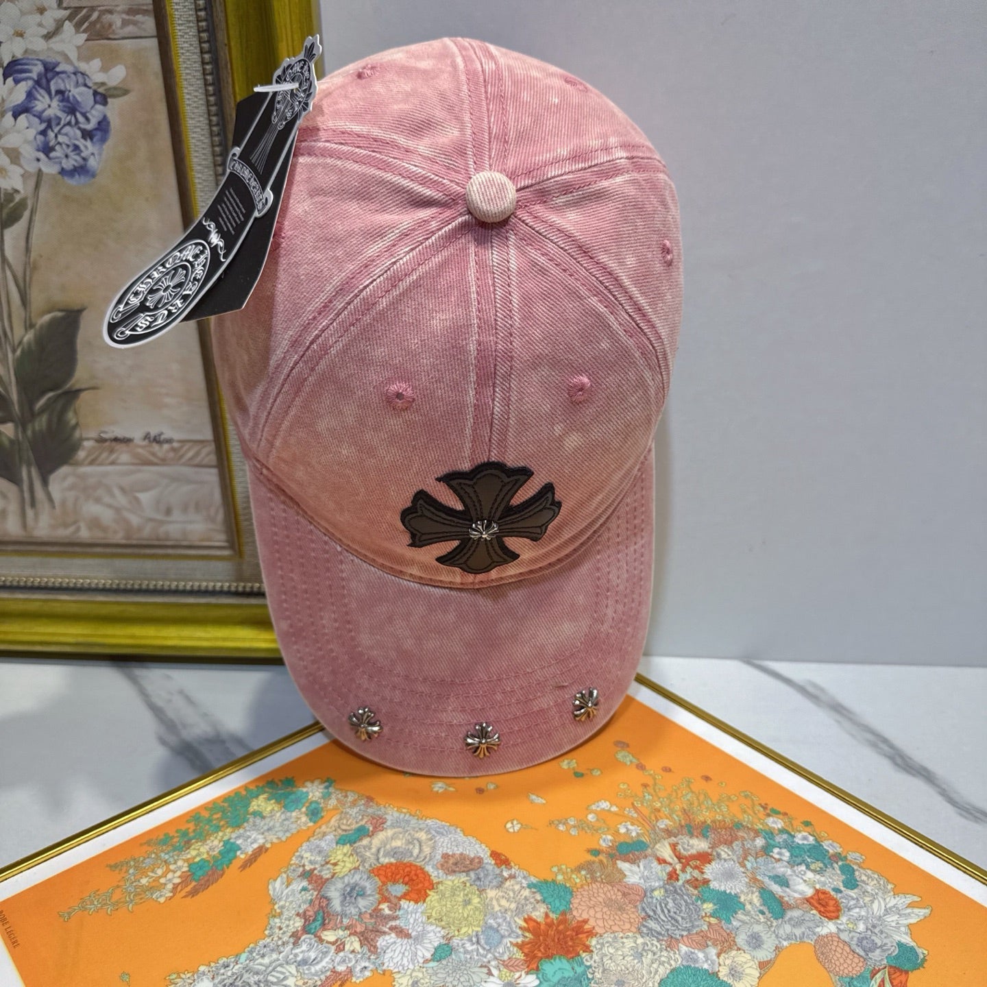 Chrome Hearts Pink Washed, Distressed Baseball Cap