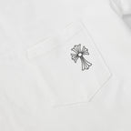 Chrome Hearts Style Gothic Cross Pocket T-Shirt – Back Print & Neck Embroidery, Premium Cotton Streetwear Tee
