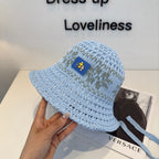 Chrome Hearts-Style Blue Knitted Bucket Hat