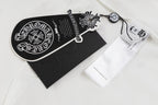 Men's Streetwear T-Shirt - Colorful Sanskrit & Cross Embroidery, Premium Cotton, Unisex Casual Top