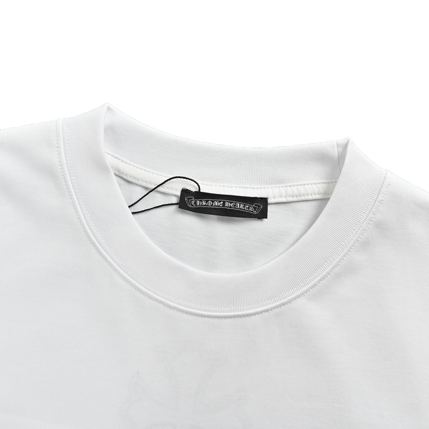 Chrome Hearts Men's White Cotton T-Shirt - Classic Banner Logo Crewneck Tee