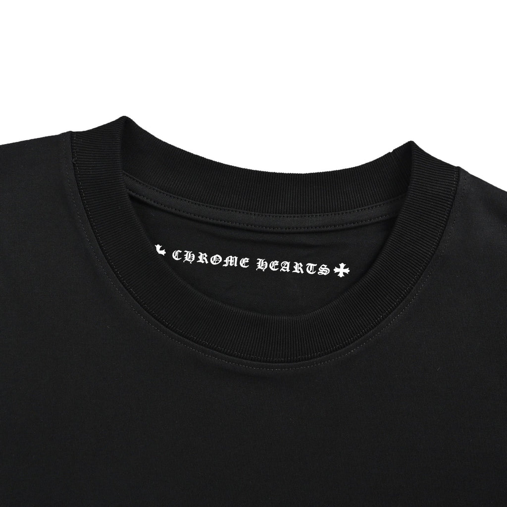 Chrome Hearts 2026 SS Horseshoe Logo Pocket T-Shirt - Black Unisex Cotton Tee with Gothic & Floral Details