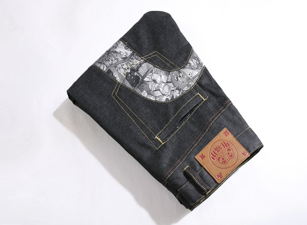 Evisu x Manga U-Shaped Graphic Jeans – Raw Denim Japanese Streetwear