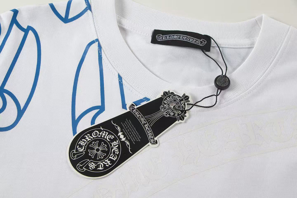 Chrome Hearts 2026 SS Multi-Graphic Logo T-Shirt - White Unisex Cotton Streetwear Tee with Cross & Floral Motifs