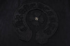 Chrome Hearts Style Horseshoe Cross T-Shirt - Embroidered Back Print, Vintage Wash Cotton Streetwear Tee