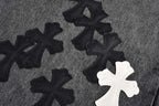 Chrome Hearts Limited Edition Black & Grey Washed Denim Jeans with Flame Leather Appliqués