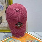 Chrome Hearts Burgundy Washed & Distressed Baseball Cap